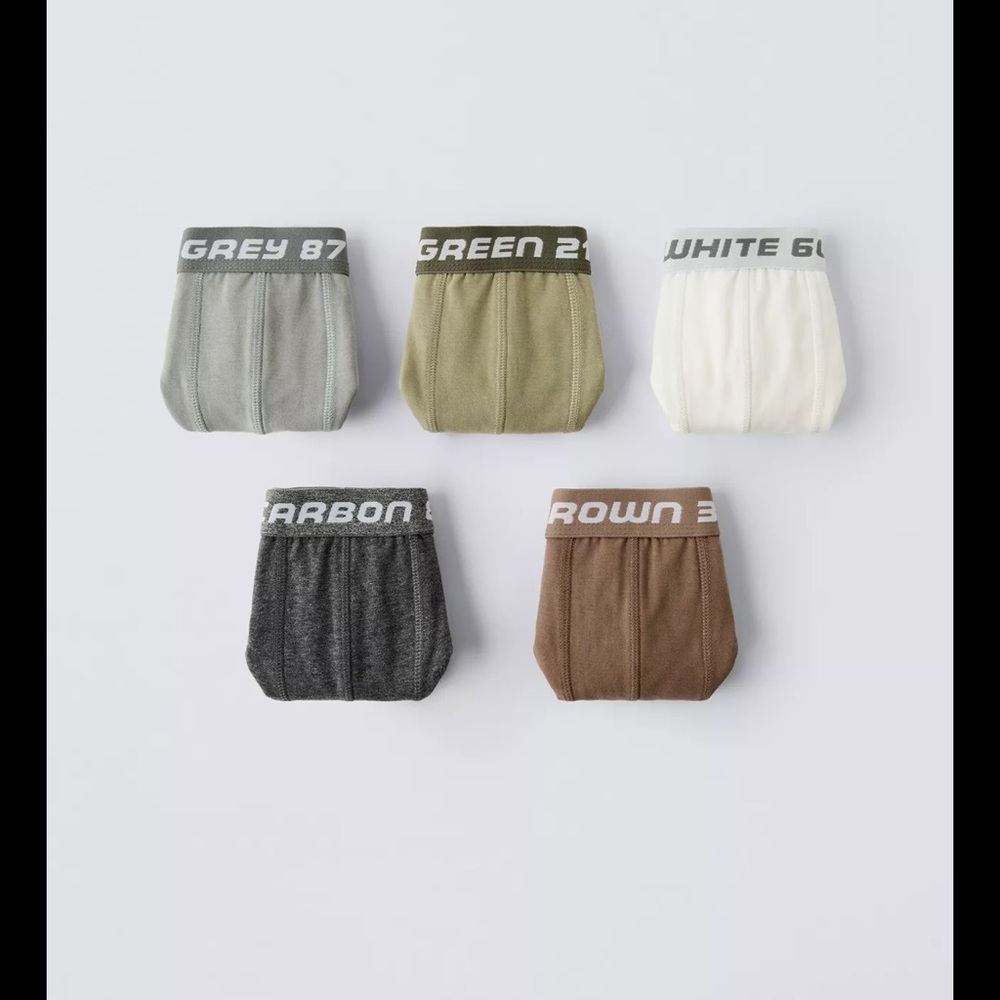 ZARA Little boys AGES 3-6/ FIVE-PACK OF TEXT BOXERS